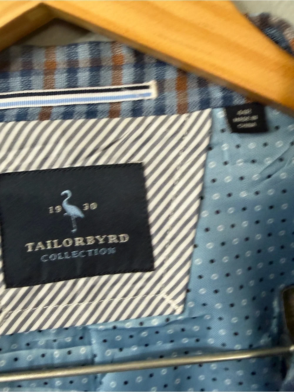 TailorByrd Blue & Brown Plaid Men's Blazer 44R